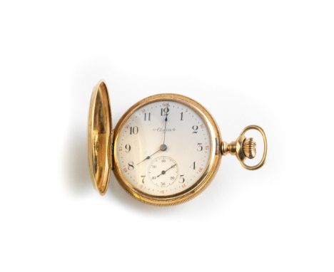 ELGIN: A GOLD GENTLEMAN'S HUNTING CASED POCKET WATCH, AMERICAN, CIRCA 1903/04 size 16 keyless wind 15 jewel movement, white d