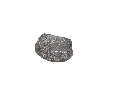 A DUTCH SILVER SPICE BOX, MAKER'S MARK KR14, 1873 shaped square, engraved decoration, 5cm wide; together with an Austrian sil