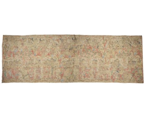 A PAINTED CLOTH CURTAIN (LANGSE), BALI, INDONESIA, PROBABLY FIRST HALF 20TH CENTURY ink and pigment on cotton, of rectangular
