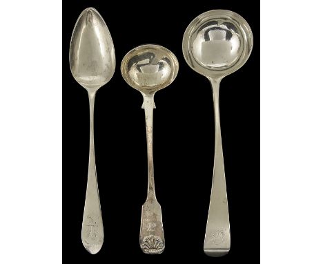 A SET OF SIX SCOTTISH GEORGE III SILVER SPOONS, WILLIAM ROBERTSON, EDINBURGH, 1794 Celtic Point pattern, engraved with the cr