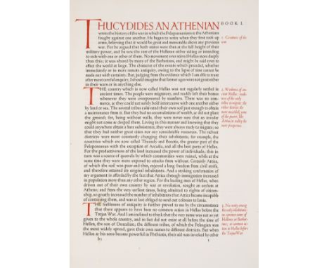 Ashendene Press.- Thucydides. [History of the Peloponnesian War], translated by Benjamin Jowett, [one of 260 copies], printed