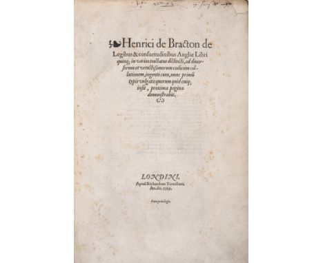 Law.- Bracton (Henry de) De Legibus &amp; consuetudinibus Angliæ Libri, first edition, historiated initials, title with small