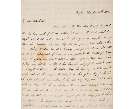 Arnold (Thomas, headmaster and historian, 1795-1842) Long Autograph Letter signed to his close friend the Rev F.C. Blackstone