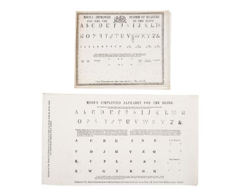 Blindness.- Moon (William) Moon's improved system of reading for the use of the blind, bifolium, letterpress and embossed alp