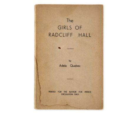 [Tyrwhitt-Wilson (Gerald Hugh, Lord Berners)], "Adela Quebec". The Girls of Radcliff Hall, first edition, signed presentation