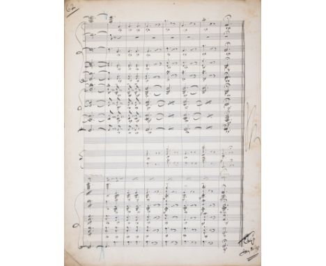 German (Sir Edward, composer, 1862-1936) Overture to Much Ado About Nothing, autograph music score, initialed and dated 'EG J