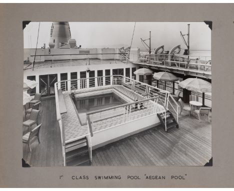 Ocean Liner.- Two photograph albums of the Greek Line T.S.S.Olympia, 86 gelatin silver prints, c.220 x 290mm. or vice versa, 