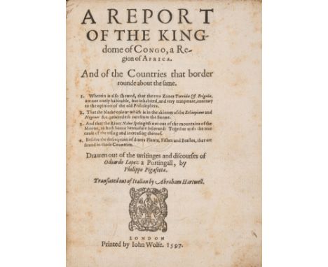 Africa.- Lopes (Duarte) A Report of the Kingdome of Congo, a Region of Africa, first edition in English, translated by Abraha