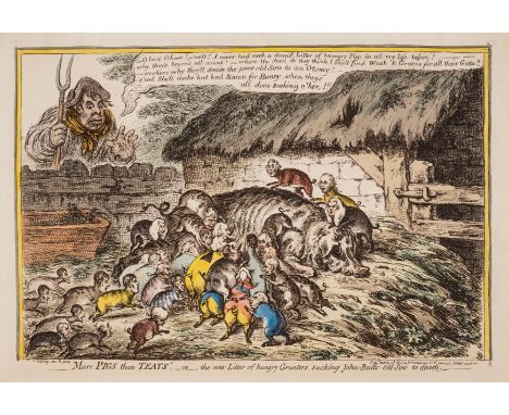 Gillray (James) The Pigs possessed;-or- The Broad Bottom'd litter running headlong into ye sea of perdition [and] "More pigs 