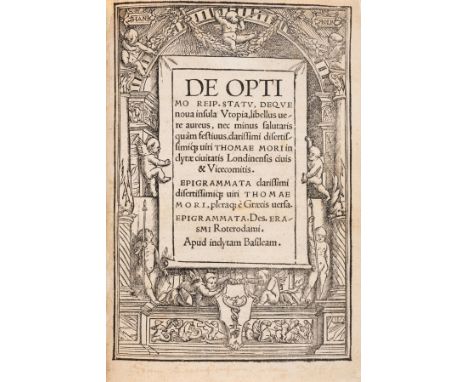 Utopia.- More (Sir Thomas) De optimo reip. Statu, deque nova insula utopia, 2 parts in 1 (the second being the complete part 