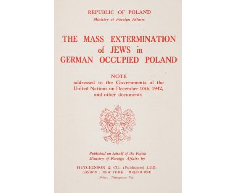 Early report on the Holocaust.- Mass Extermination of Jews in German Occupied Poland (The), original printed stapled wrappers