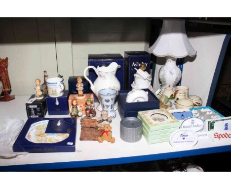 Four Hummel figures, Wedgwood Peter Rabbit plate and mug, Aynsley, Border Fine Arts, advertising plaques, onyx eggs, souvenir