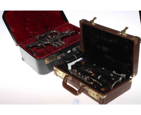 Besson Artistone trumpet, cased and a cased clarinet