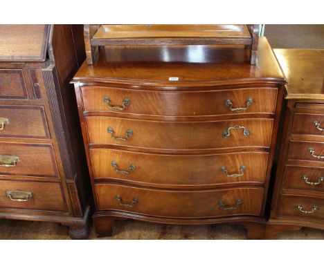 Siesta Reprodux mahogany serpentine front chest of four long drawers on bracket feet, 78.5cm by 84cm