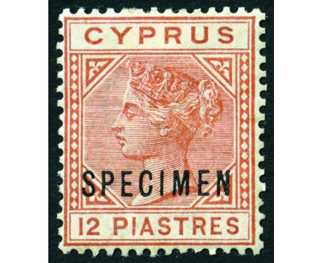 1886 Die 1 12p orange-brown overprinted SPECIMEN Type D12, hinge remainder and a light crease but a rare stamp. SG 22s (£2250