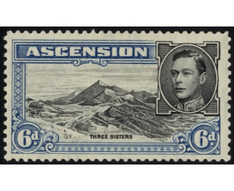 1944 6d perf 13 hinged mint with R5/4 'boulder' flaw, minor internal wrinkle.  SG 43ba (£225)