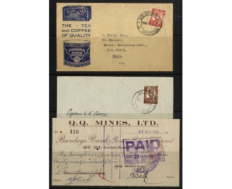 1937 set various covers with various commercial usages incl. nice Indona Tea/Coffee advert cover to Sam Kelly; Salisbury - Te