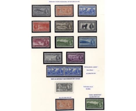 1937-47 mint or unmounted mint collection on leaves, basic stamps complete (with Dues) plus many of the perf variations, also