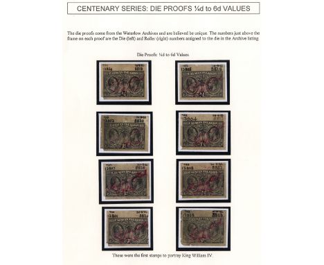 1932 Centenary issue, the unique series of working Die Proofs from the Waterlow archive, sixteen in all.  For the 1/- to 10/-
