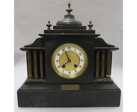 A Victorian slate mantel clock height 35cm
