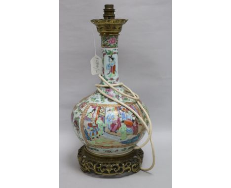 A Canton famille rose lamp base overall height 46cm