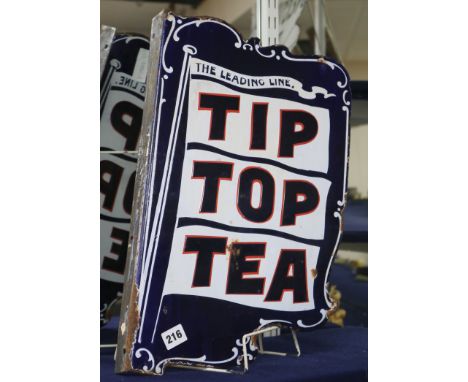 A double-sided enamel sign 'Tip Top Tea'