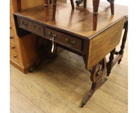 A Regency style lyre-end sofa table W.86cm