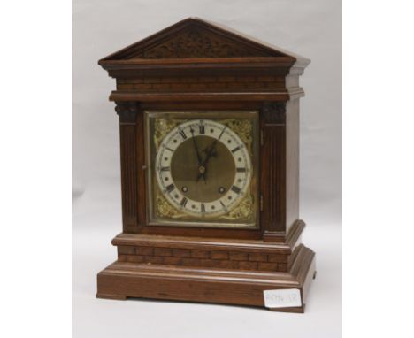 A late 19th century German oak cased eight day bracket clock height 41cm