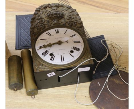 A Haber Sancerre brass wall clock length 40cm