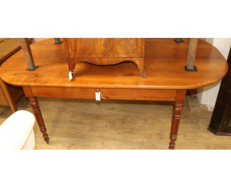 A cherrywood farmhouse table with drawer W.199cm