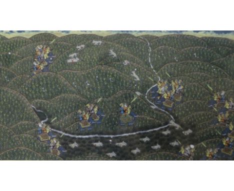 Persian School, three gouache, hunting scenes, largest 8 x 4.75in.