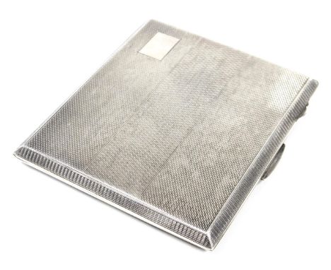 A George V silver cigarette case, with engine turned decoration, vacant rectangular reserve, Birmingham 1921, 4.27oz. 