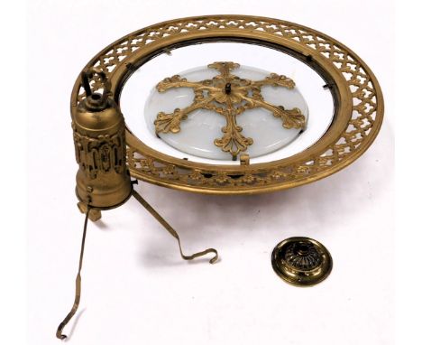An early 20thC American ceiling light, by The Miller-Company, Meriden, Connecticut, believed to have hung in a rail road stat