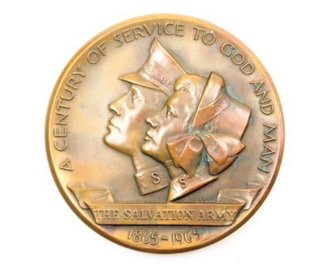 A bronze Salvation Army centennial commemorative medal, by the Medallic Art Co. NY, 1965.