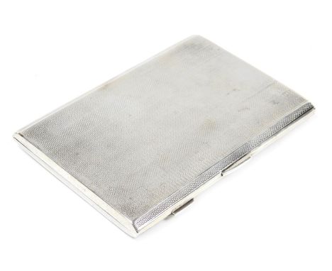 A George V silver cigarette case, with engine turned decoration, Birmingham 1921, 6.72oz. 