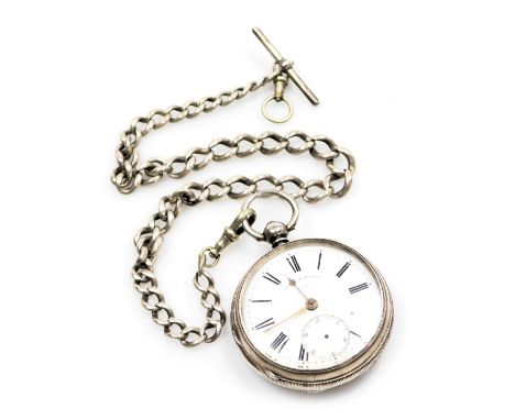 A Victorian silver gentleman's pocket watch, open faced, keywind, by William Potts &amp; Sons Leeds, circular enamel dial bea