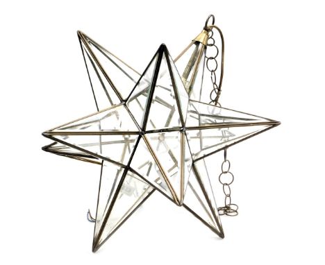 A pentahedron star shaped ceiling light, approximately 62cm high. 