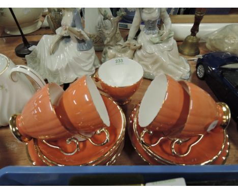 A selection of vintage tea cups and saucers by Edwardian 20kt gold decal