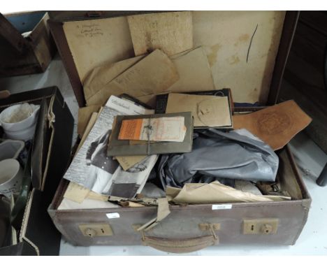 A selection of vintage ephemera and leather cut offs