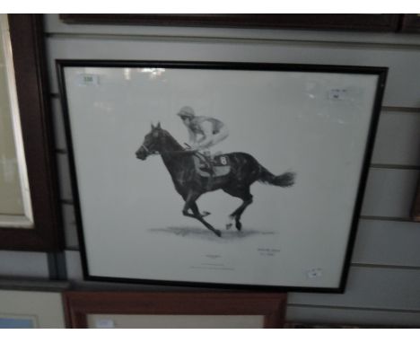 A vintage print of race horse Dancing Brave after W A Nelson