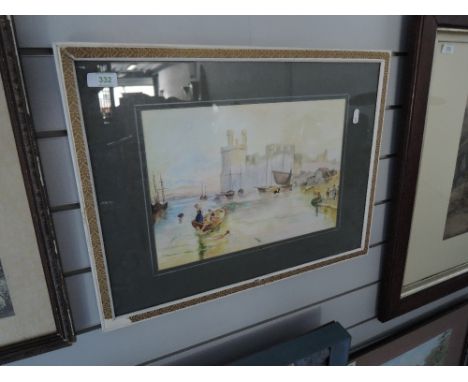 A vintage water colour depicting maidens bathing signed R G Brice