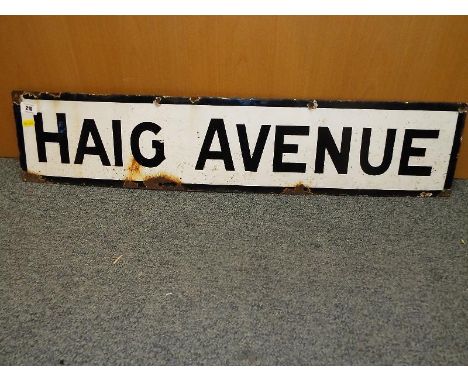 An enamel road signed marked Haig Avenue Southport - home of Southport FC.  18cm x 87cm