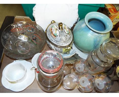 A good mixed lot of glassware and ceramics to include drinking set, Shelley cup and saucers, Royal Albert and similar