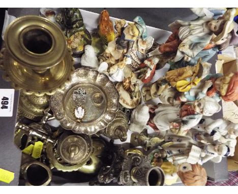 A good mixed lot  to include a quantity of ornamental brassware, plated ware, ceramic  figurines and other