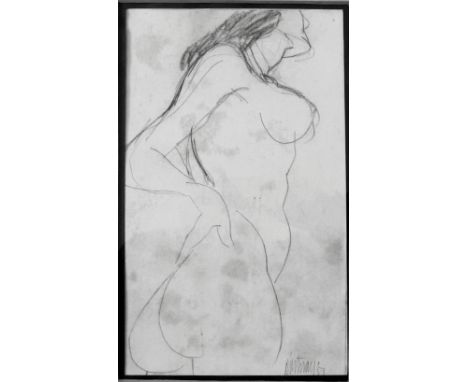 DOUGLAS PORTWAY [1922-93]. Nude, 1981. pencil drawing, signed and dated. 33 x 19 cm [overall including frame 44 x 31 cm]. [go