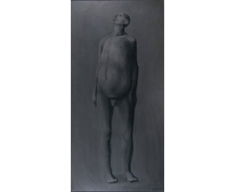 MICHAEL AYRTON [1921-75]. The Watcher [Sentinel], 1959. oil on board. signed. 102 x 50 cm. Provenance: CND [Ban the Bomb] fun