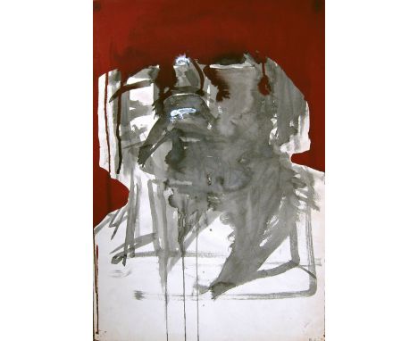 ROBERT CLATWORTHY R.A. [1928-2015]. Head, 1957. gouache. signed with initials. 56 x 38 cm [overall including frame 70 x 53 cm