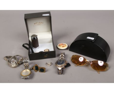 A small quantity of accessories and costume jewellery to include manual wristwatch, Prada sunglasses etc.