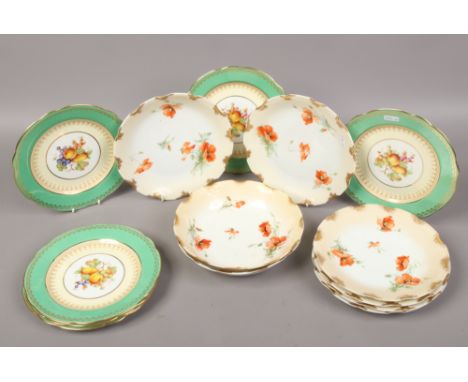 A quantity of handpainted Aynsley cabinet plates, along with a quantity of Limoges plates.