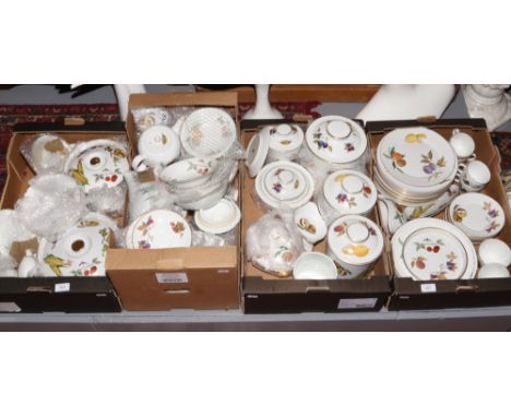 Four boxes of Royal Worcester Evesham dinnerware to include storage jars, tureens etc approximately 83 pieces.